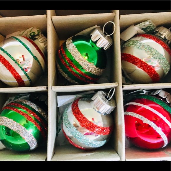 20 Radko Xmas Glass Ball Ornaments Glitter Stripes - Picture 5 of 9